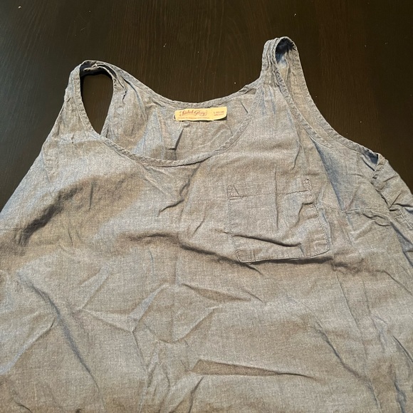 Light Blue Denim Style Faded Glory Tank Top with Small Pocket, Size Large 12-14 - Picture 3 of 6